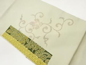 作家物　塩瀬手描き金彩花唐草に紗綾形模様名古屋帯